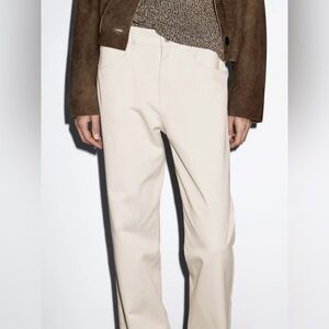 Massimo Dutti Navy Mid waist Straight leg trousers 100% cotton